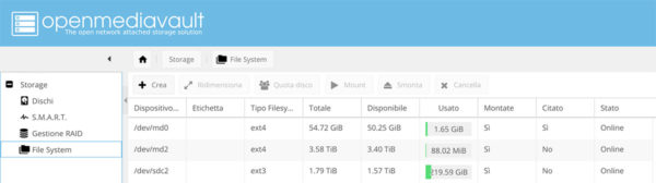 mdadm nas openmediavault screen disks