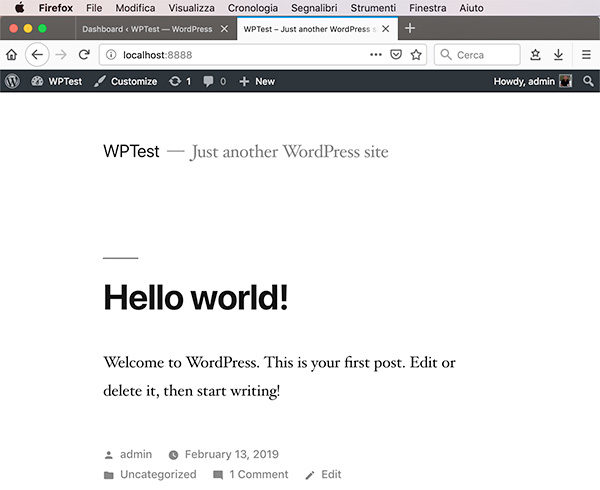 Wordpress MySql Docker containers hello world