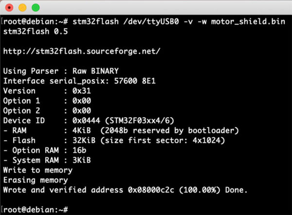 wemos motor shield firmware update command