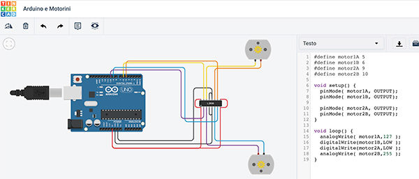 tinkercad Arduino e Motorini