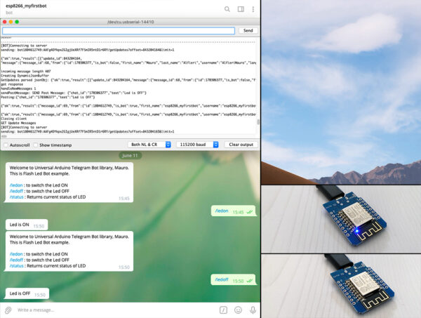 Telegram Bot ESP8266 arduino FlashLed test