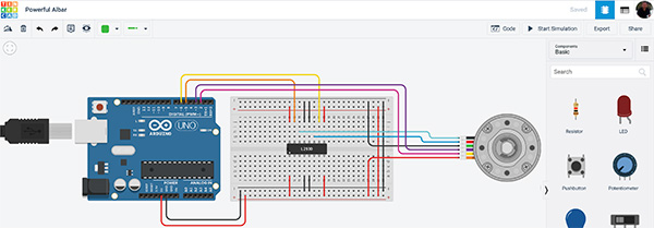 Tinkercad controlla un motore con encoder