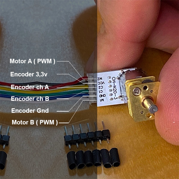 micro gear motor con encoder connector legend