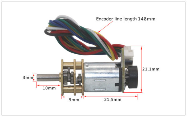 micro gear motor con encoder dimensions II