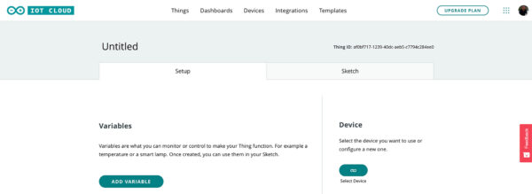 Arduino IoT neopixel project Things Setup