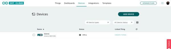 Arduino IoT neopixel project devices add