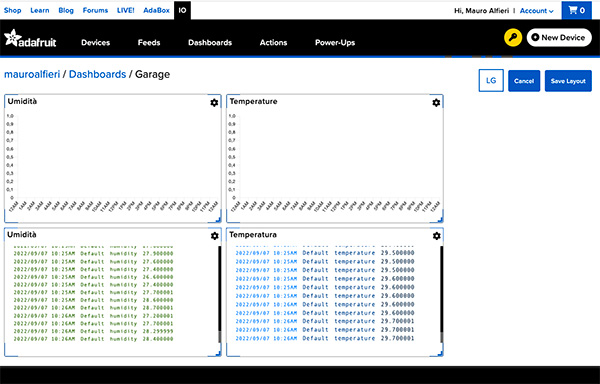 Adafruit Io dashboard edit layout