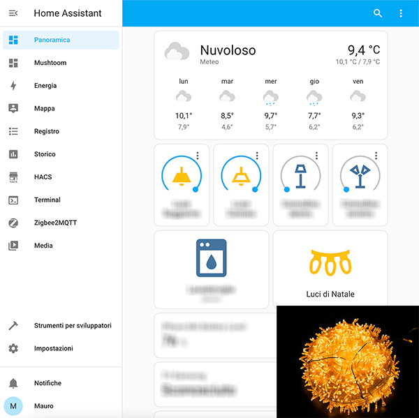 home assistant christmas light dashboard on