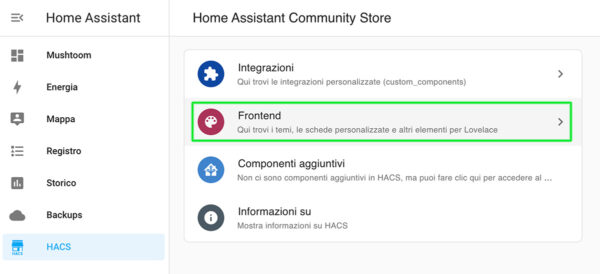 HomeAssistant Mushroom hacs frontend