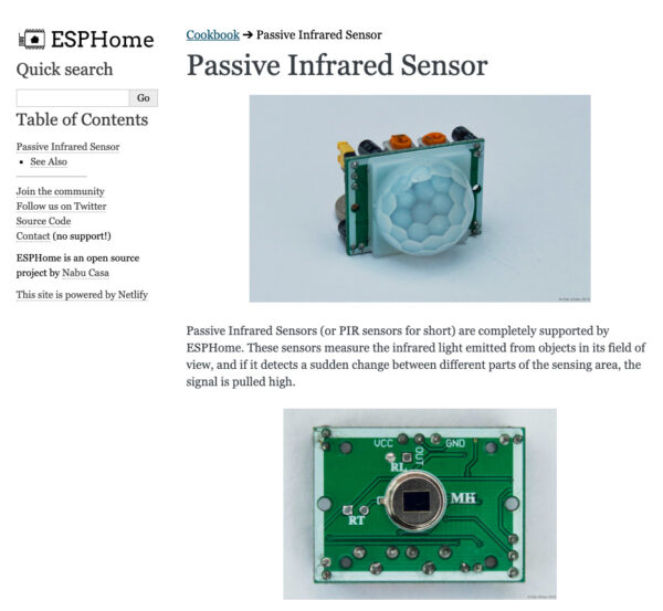 ESPHome Home Assistant pir sensor