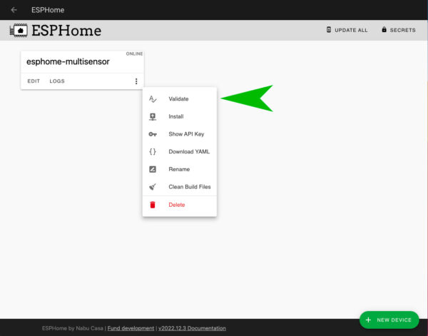 ESPHome Home Assistant pir sensor validate