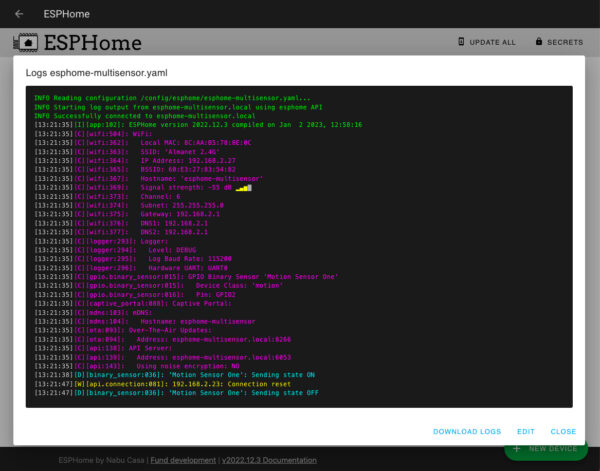 ESPHome Home Assistant pir sensor install process II