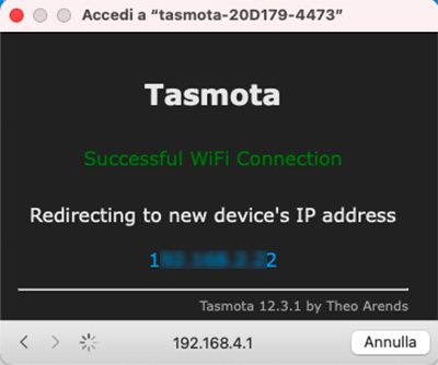 tasmota web installer wifi connected