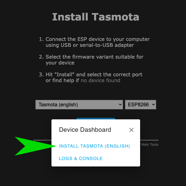 tasmota web installer install