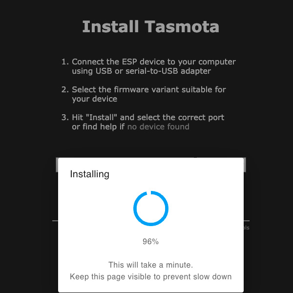tasmota web installer install 96