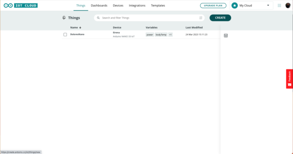 Arduino Uno R4 WiFI IoT Cloud create new things