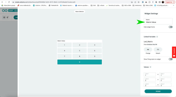 Arduino Uno R4 IoT Matrix set widget name