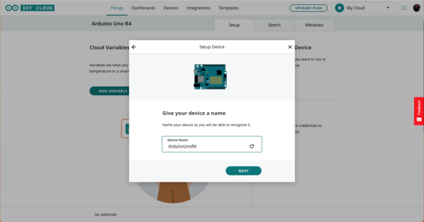 Arduino Uno R4 WiFI IoT Cloud rename a device