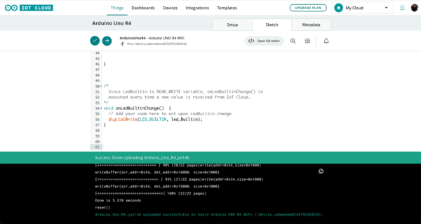 Arduino Uno R4 WiFI IoT Cloud upload