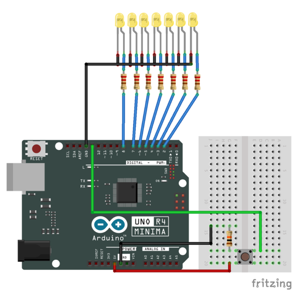 giochi di luce natalizi arduino r4 schema