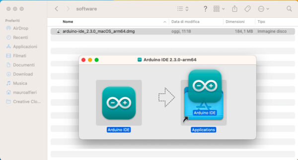 drag and drop arduino IDE 2.3.0 drag in application