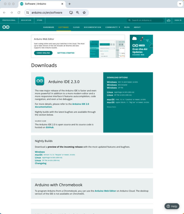 nuovo arduino IDE 2.3.0 software